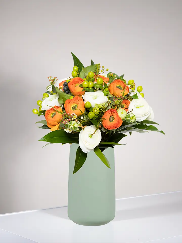 Orange and White Ranunculus Bouquet