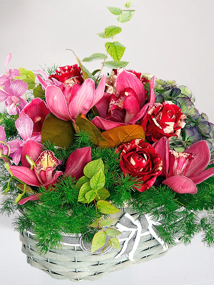 Roses with Cymbidium Basket