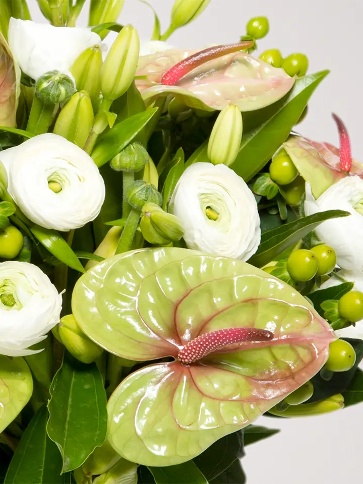 Elegant bouquet in white and green shades